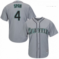 Mens Majestic Seattle Mariners 4 Denard Span Replica Grey Road Cool Base MLB Jersey 