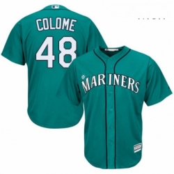 Mens Majestic Seattle Mariners 48 Alex Colome Replica Teal Green Alternate Cool Base MLB Jersey 