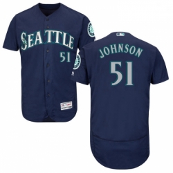 Mens Majestic Seattle Mariners 51 Randy Johnson Navy Blue Alternate Flex Base Authentic Collection MLB Jersey