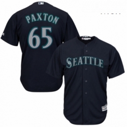 Mens Majestic Seattle Mariners 65 James Paxton Replica Navy Blue Alternate 2 Cool Base MLB Jersey 