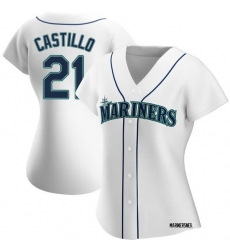 Women  Seattle Mariners 21 Luis Castillo Authentic White Alternate Jerseys