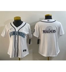 Women Seattle Mariners Team Big Logo White Cool Base Stitched Baseball Jersey