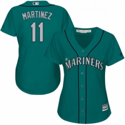 Womens Majestic Seattle Mariners 11 Edgar Martinez Replica Teal Green Alternate Cool Base MLB Jersey 