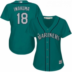 Womens Majestic Seattle Mariners 18 Hisashi Iwakuma Replica Teal Green Alternate Cool Base MLB Jersey