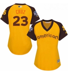 Womens Majestic Seattle Mariners 23 Nelson Cruz Authentic Yellow 2016 All Star American League BP Cool Base MLB Jersey