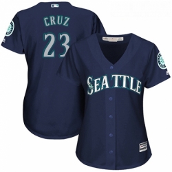 Womens Majestic Seattle Mariners 23 Nelson Cruz Replica Navy Blue Alternate 2 Cool Base MLB Jersey