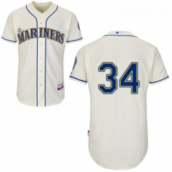 Womens Majestic Seattle Mariners 34 Felix Hernandez Authentic Cream Alternate Cool Base MLB Jersey