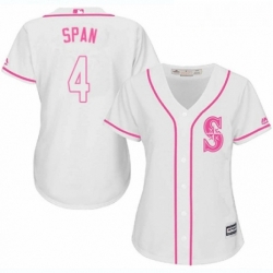 Womens Majestic Seattle Mariners 4 Denard Span Authentic White Fashion Cool Base MLB Jersey 