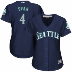 Womens Majestic Seattle Mariners 4 Denard Span Replica Navy Blue Alternate 2 Cool Base MLB Jersey 