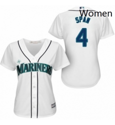 Womens Majestic Seattle Mariners 4 Denard Span Replica White Home Cool Base MLB Jersey 