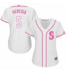 Womens Majestic Seattle Mariners 5 Guillermo Heredia Replica White Fashion Cool Base MLB Jersey 