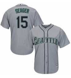 Youth Majestic Seattle Mariners 15 Kyle Seager Replica Grey Road Cool Base MLB Jersey