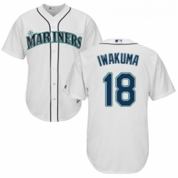 Youth Majestic Seattle Mariners 18 Hisashi Iwakuma Replica White Home Cool Base MLB Jersey