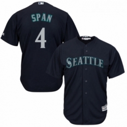 Youth Majestic Seattle Mariners 4 Denard Span Authentic Navy Blue Alternate 2 Cool Base MLB Jersey 