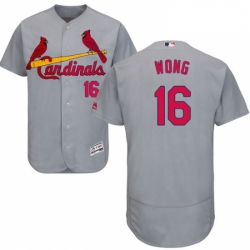 Mens Majestic St Louis Cardinals 16 Kolten Wong Grey Road Flex Base Authentic Collection MLB Jersey