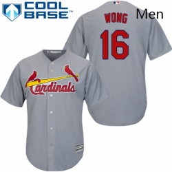 Mens Majestic St Louis Cardinals 16 Kolten Wong Replica Grey Road Cool Base MLB Jersey