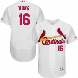 Mens Majestic St Louis Cardinals 16 Kolten Wong White Home Flex Base Authentic Collection MLB Jersey