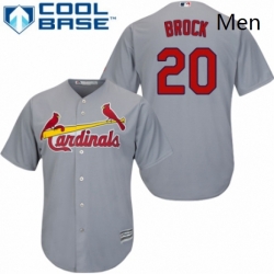 Mens Majestic St Louis Cardinals 20 Lou Brock Replica Grey Road Cool Base MLB Jersey