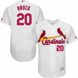 Mens Majestic St Louis Cardinals 20 Lou Brock White Home Flex Base Authentic Collection MLB Jersey