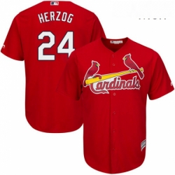 Mens Majestic St Louis Cardinals 24 Whitey Herzog Replica Red Cool Base MLB Jersey