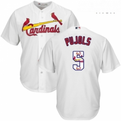 Mens Majestic St Louis Cardinals 5 Albert Pujols Authentic White Team Logo Fashion Cool Base MLB Jersey