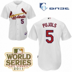 Mens Majestic St Louis Cardinals 5 Albert Pujols Replica White Cool Base 2011 World Series Patch MLB Jersey