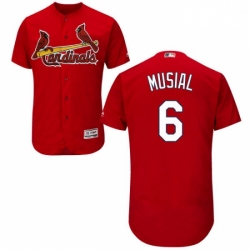 Mens Majestic St Louis Cardinals 6 Stan Musial Red Alternate Flex Base Authentic Collection MLB Jersey