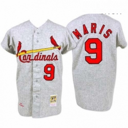 Mens Mitchell and Ness 1967 St Louis Cardinals 9 Roger Maris Replica Grey Throwback MLB Jersey