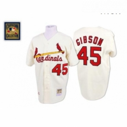 Mens Mitchell and Ness St Louis Cardinals 45 Bob Gibson Authentic Cream Throwback MLB Jersey