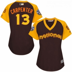 Womens Majestic St Louis Cardinals 13 Matt Carpenter Authentic Brown 2016 All Star National League BP Cool Base MLB Jersey