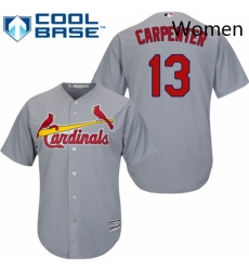 Womens Majestic St Louis Cardinals 13 Matt Carpenter Authentic Grey Road MLB Jersey