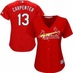 Womens Majestic St Louis Cardinals 13 Matt Carpenter Authentic Red Alternate Cool Base MLB Jersey