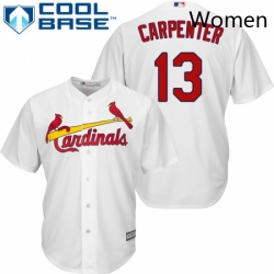 Womens Majestic St Louis Cardinals 13 Matt Carpenter Replica White Home MLB Jersey