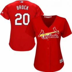 Womens Majestic St Louis Cardinals 20 Lou Brock Authentic Red Alternate Cool Base MLB Jersey