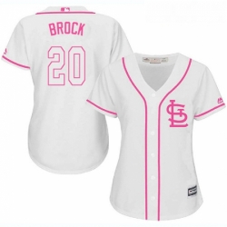 Womens Majestic St Louis Cardinals 20 Lou Brock Replica White Fashion Cool Base MLB Jersey