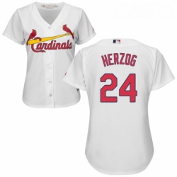 Womens Majestic St Louis Cardinals 24 Whitey Herzog Authentic White Home Cool Base MLB Jersey