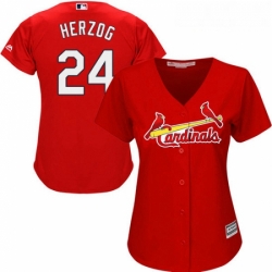 Womens Majestic St Louis Cardinals 24 Whitey Herzog Replica Red Alternate Cool Base MLB Jersey