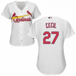 Womens Majestic St Louis Cardinals 27 Brett Cecil Replica White Home Cool Base MLB Jersey 