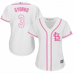 Womens Majestic St Louis Cardinals 3 Jedd Gyorko Replica White Fashion Cool Base MLB Jersey