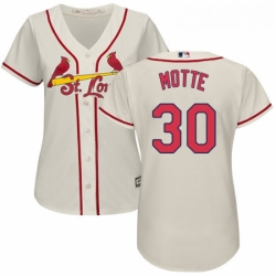 Womens Majestic St Louis Cardinals 30 Jason Motte Authentic Cream Alternate Cool Base MLB Jersey 