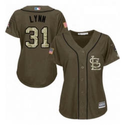 Womens Majestic St Louis Cardinals 31 Lance Lynn Replica Green Salute to Service MLB Jersey