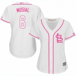 Womens Majestic St Louis Cardinals 6 Stan Musial Replica White Fashion Cool Base MLB Jersey