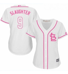 Womens Majestic St Louis Cardinals 9 Enos Slaughter Authentic White Fashion Cool Base MLB Jersey