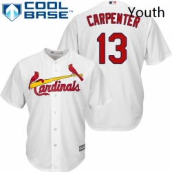 Youth Majestic St Louis Cardinals 13 Matt Carpenter Authentic White Home Cool Base MLB Jersey