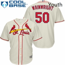 Youth Majestic St Louis Cardinals 50 Adam Wainwright Replica Cream Alternate Cool Base MLB Jersey