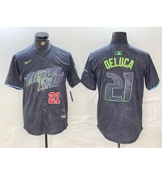 Men Tampa Bay Rays 21 Jonny DeLuca Charcoal 2024 City Connect Limited Stitched jerseys 8