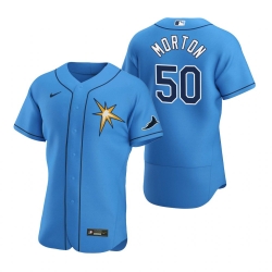 Men Tampa Bay Rays 50 Charlie Morton Men Nike Light Blue Alternate 2020 Flex Base Team MLB Jersey