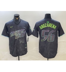 Men Tampa Bay Rays 56 Randy Arozarena Charcoal 2024 City Connect Limited Stitched Baseball Jersey 8