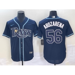 Men Tampa Bay Rays 56 Randy Arozarena Navy Cool Base Stitched Baseball Jersey 1