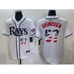 Men Tampa Bay Rays  57 Drew Rasmussen White 2026 USA 250 Fourth of July Home Stitched Baseball Jersey